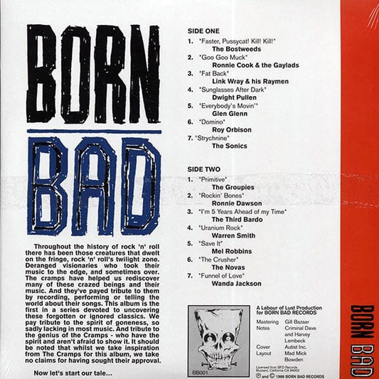 BORN BAD: Volume 1 LP (compilation of early RnR tracks that influenced THE CRAMPS!)