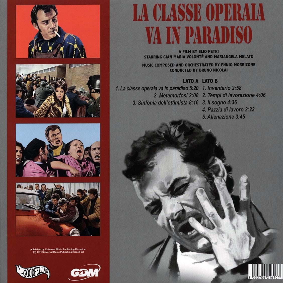 LA CLASSE OPERAIA VA IN PARADISO: Original Soundtrack by Ennio Morricone LP (180gr)