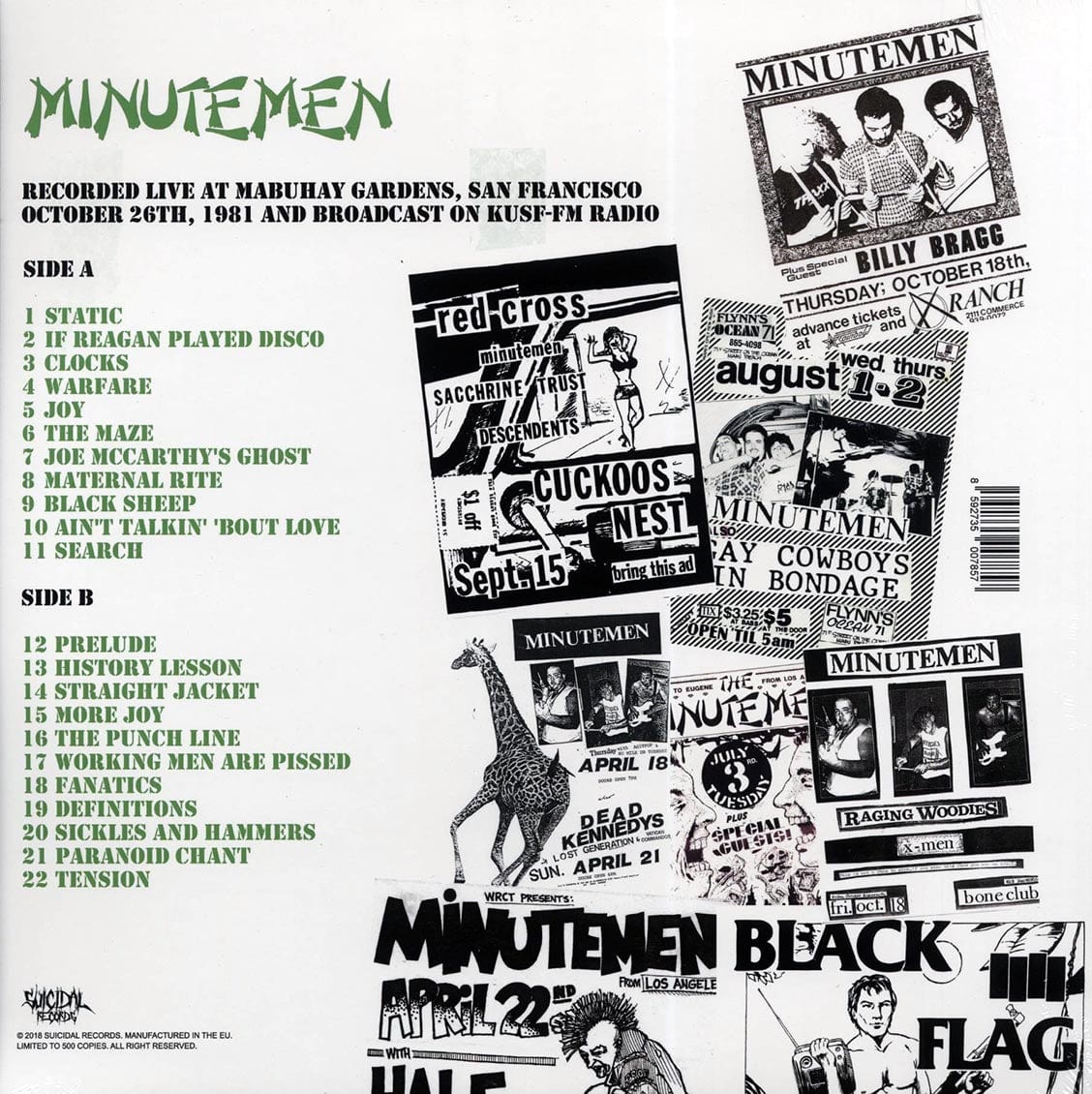 MINUTEMEN: Sickles and Hammers • The Lost 1981 Mabuhay Broadcast LP (limited to 500 copies)