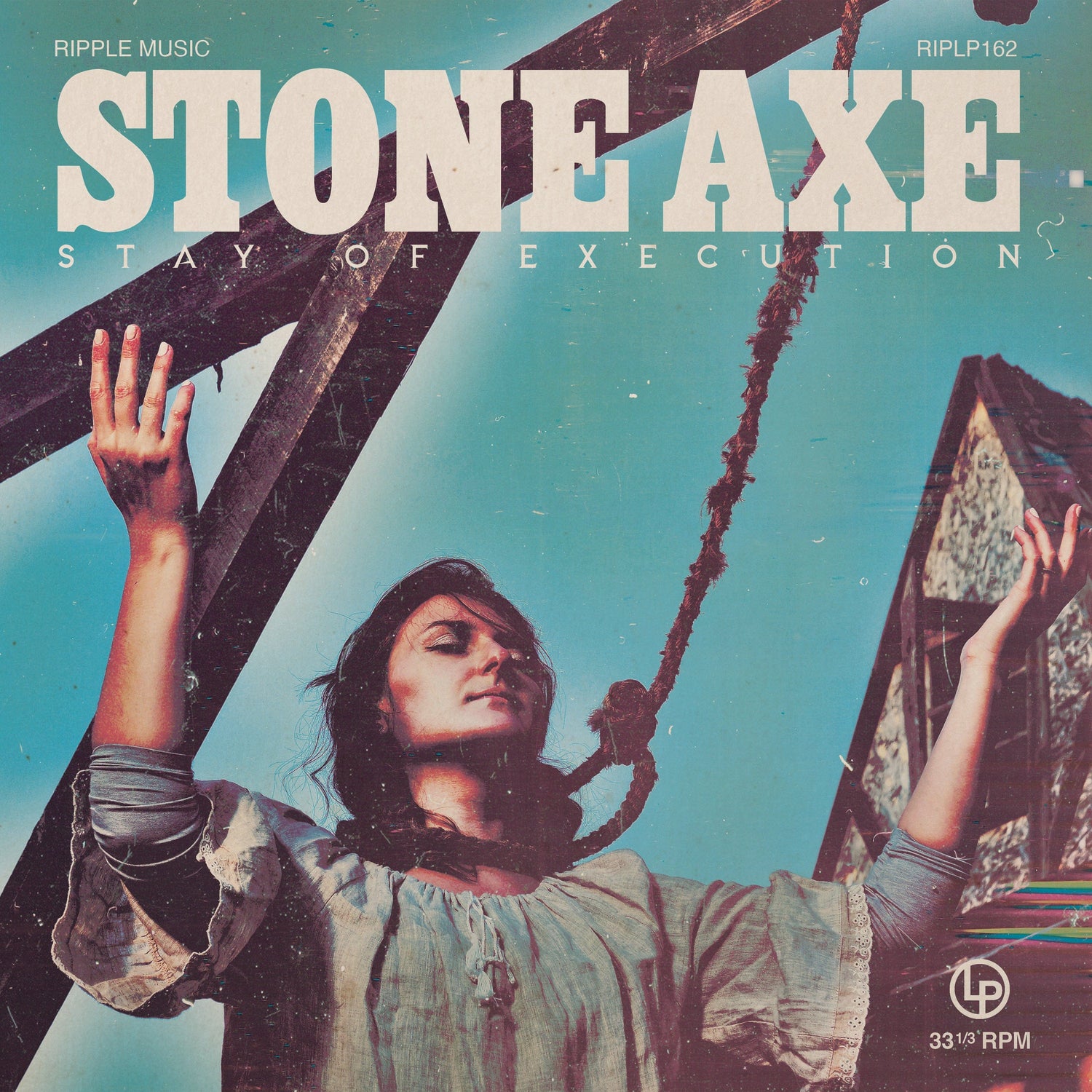 STONE AXE: Stay of Execution LP (White in blue color-in-color with black splatter vinyl)
