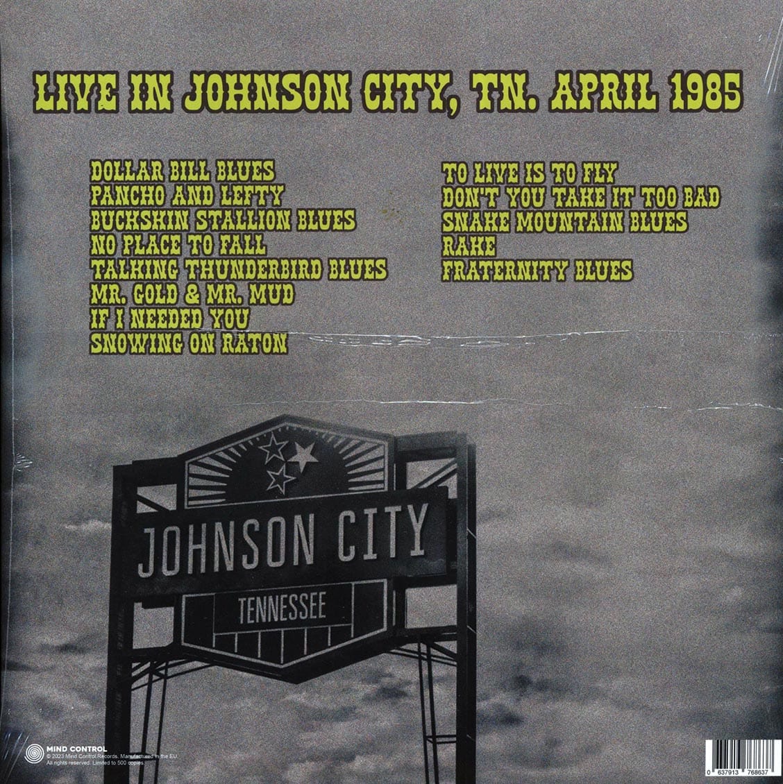 TOWNES VAN ZANDT: Live In Johnson City, TN, April 1985 LP