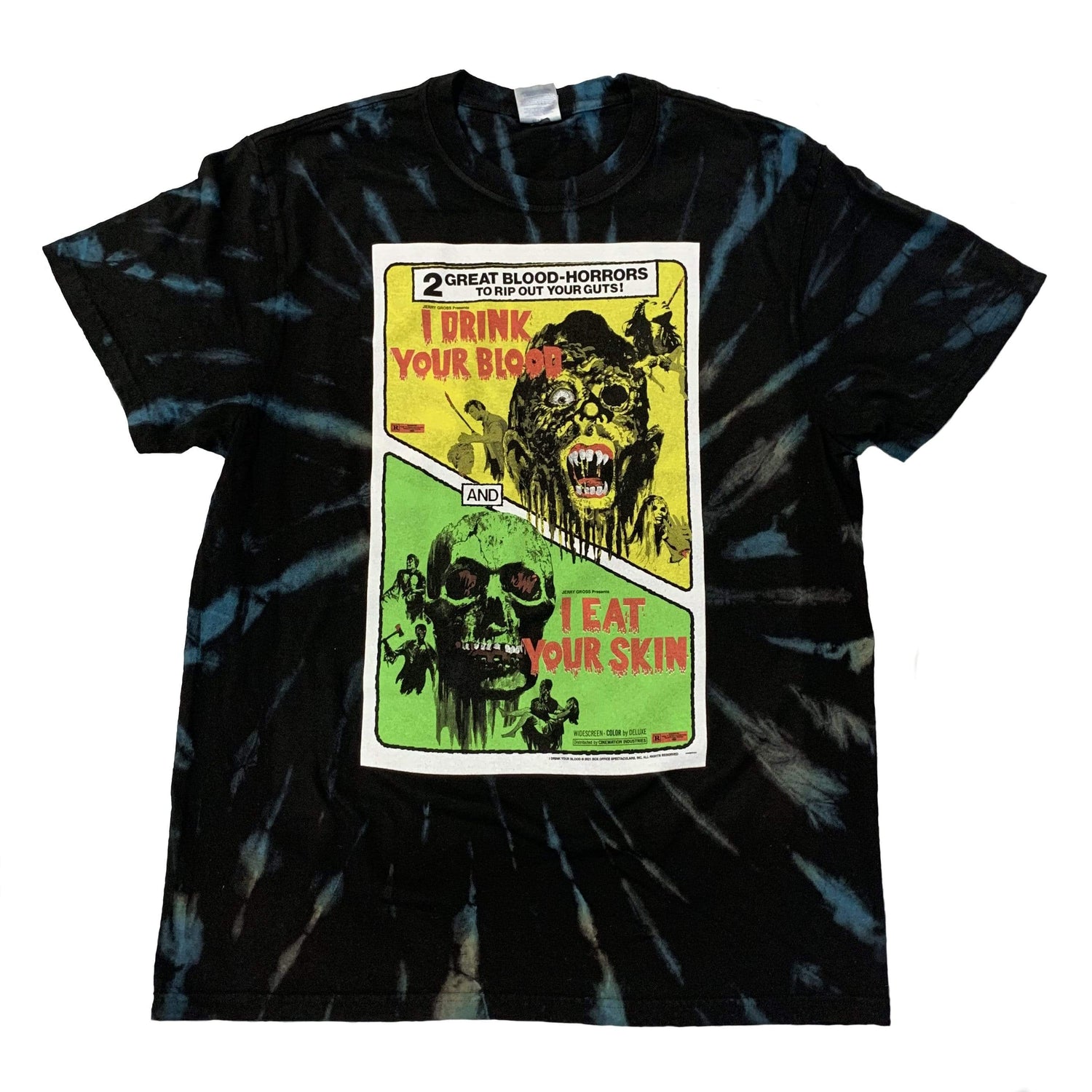 Copy of I DRINK YOUR BLOOD / I EAT YOUR SKIN Tie Dye T-shirt : Double feature one-sheet